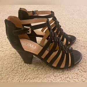 XOXO Elegant Black Strappy Heels